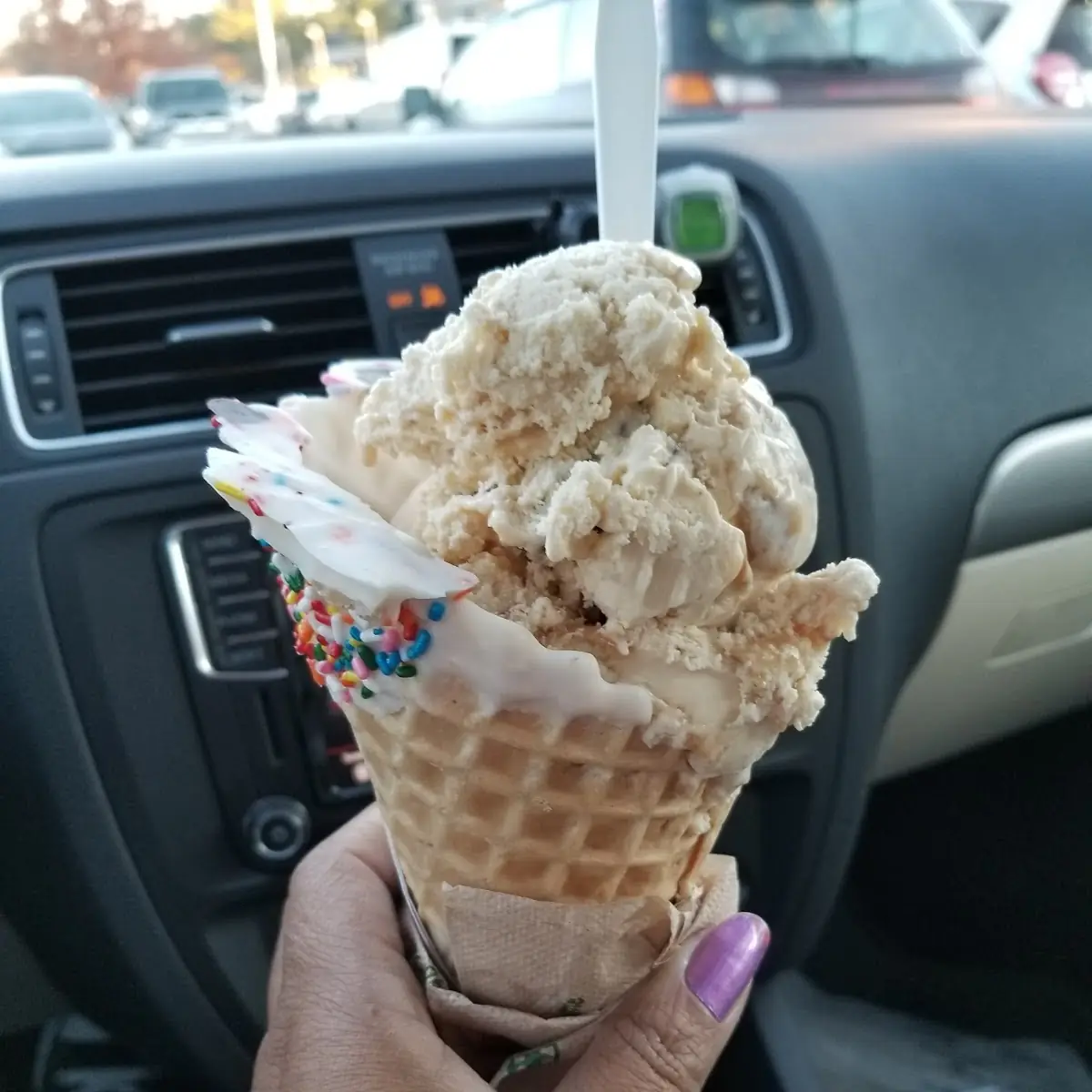 Salted Caramel Blonde on a Waffle Cone