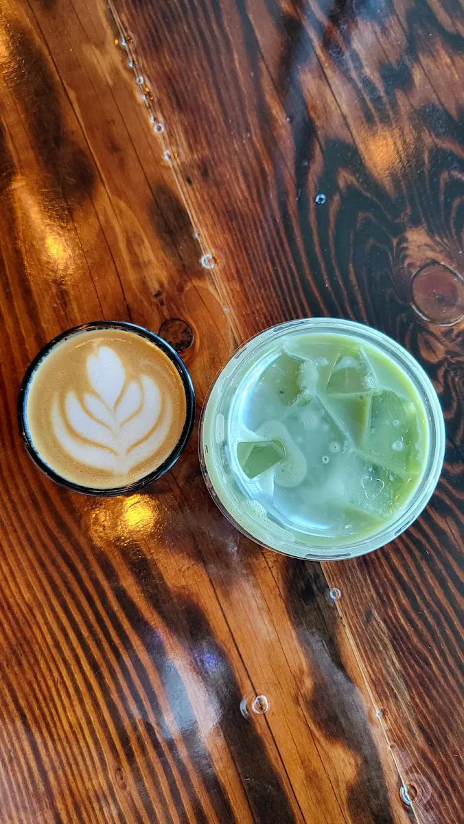 Cortado and Iced Matcha Latte