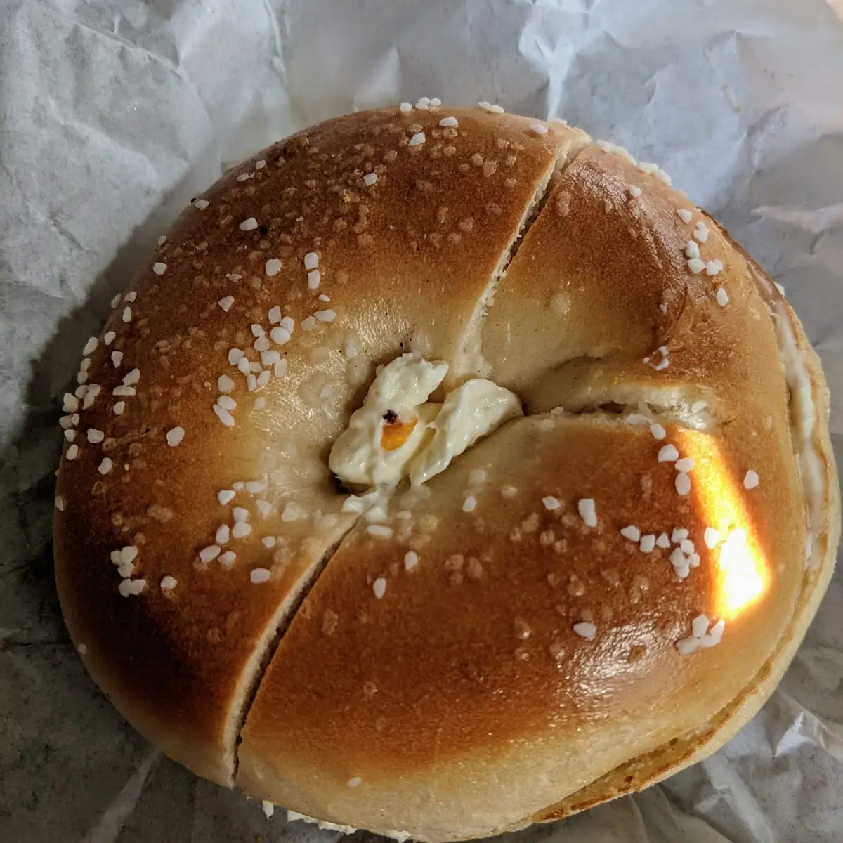 Salt Bagel with Cream Cheese