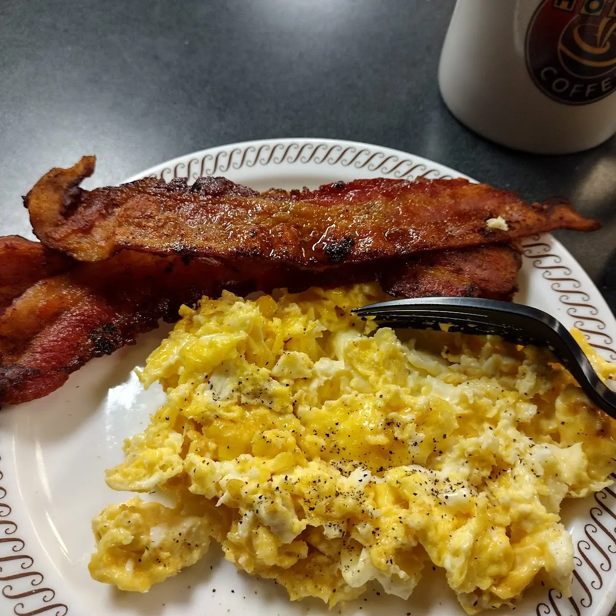 Scrambled Eggs w Cheese and Bacon