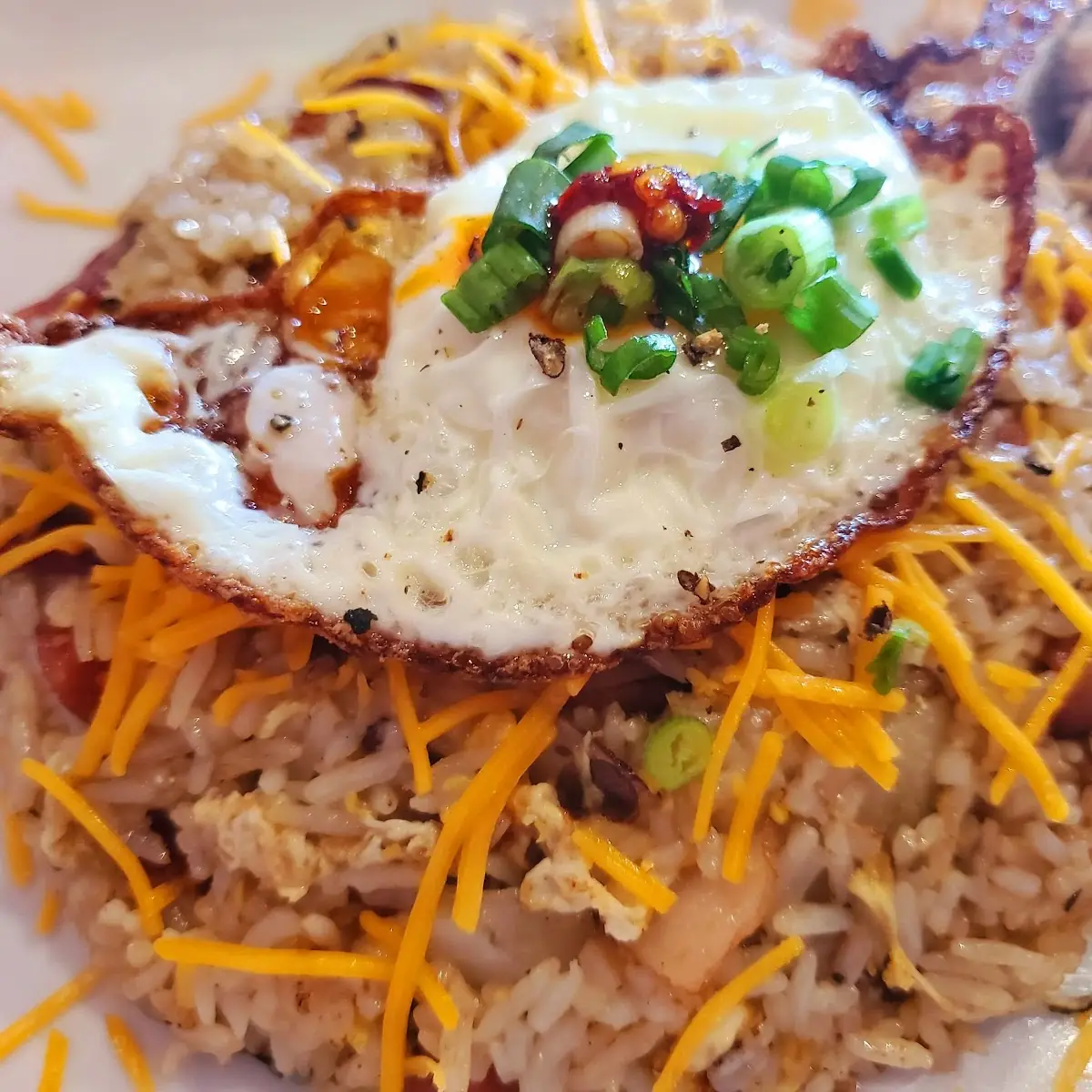 Mama T's Spicy Bacon Egg and Cheese Fried Rice -