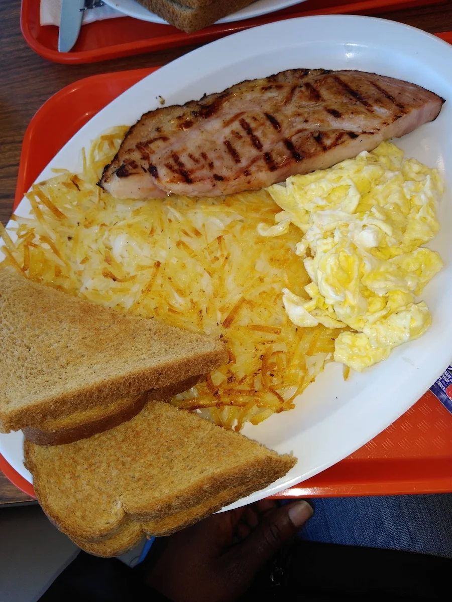 Steak Ham Scrambled Eggs Hash Browns
