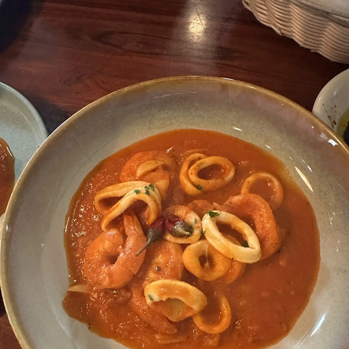 Spicy Shrimp and Squid in Tomato Sauce