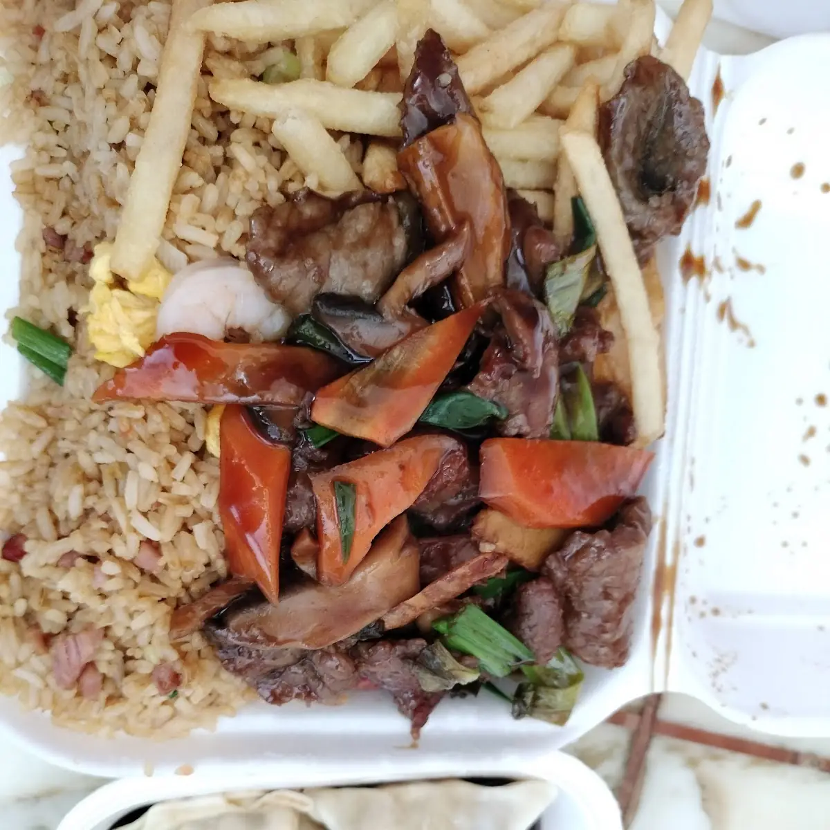 Steam Dumplings Mongolian Beef