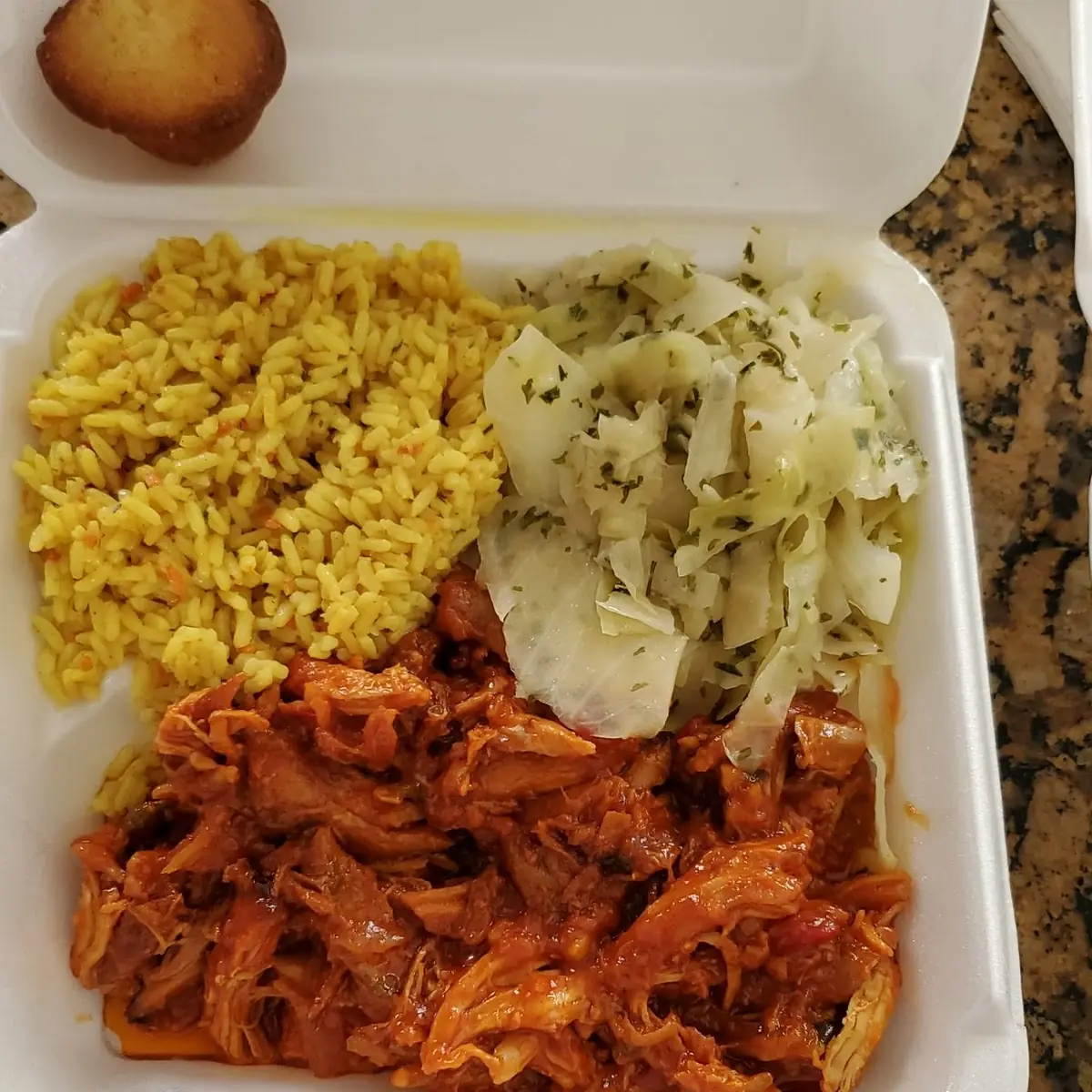 Pulled Chicken Cabbage Yellow Rice