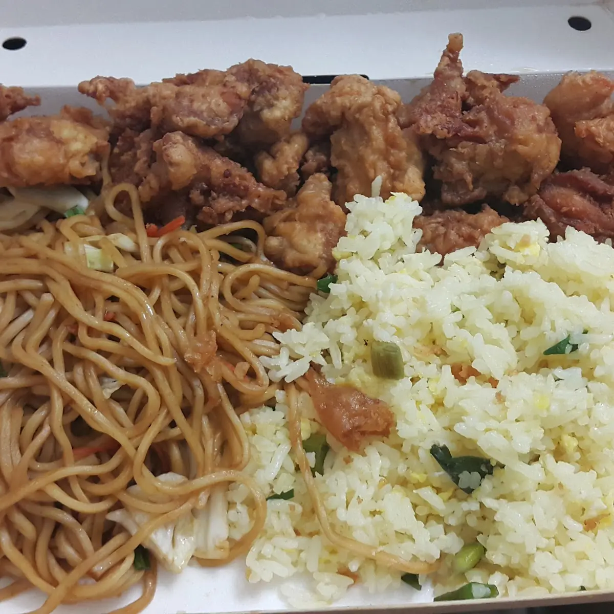 Garlic Chicken with Fried Rice and Pansit