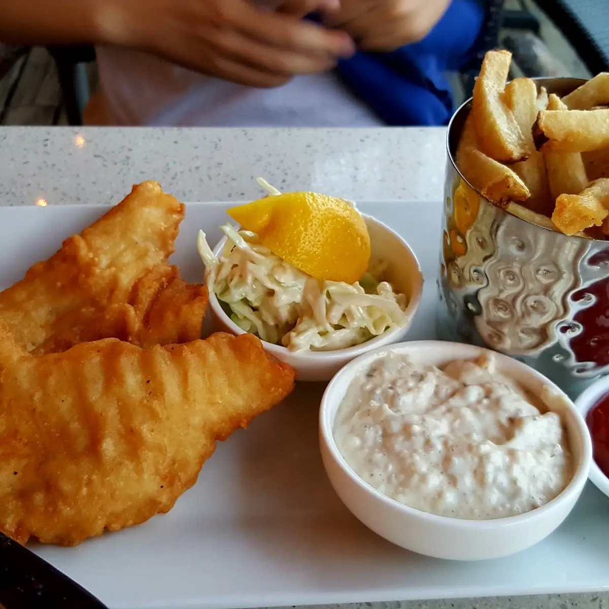 Fish and Chips Yam Fries, Dastaan Modern Indian Cafe and Bistro