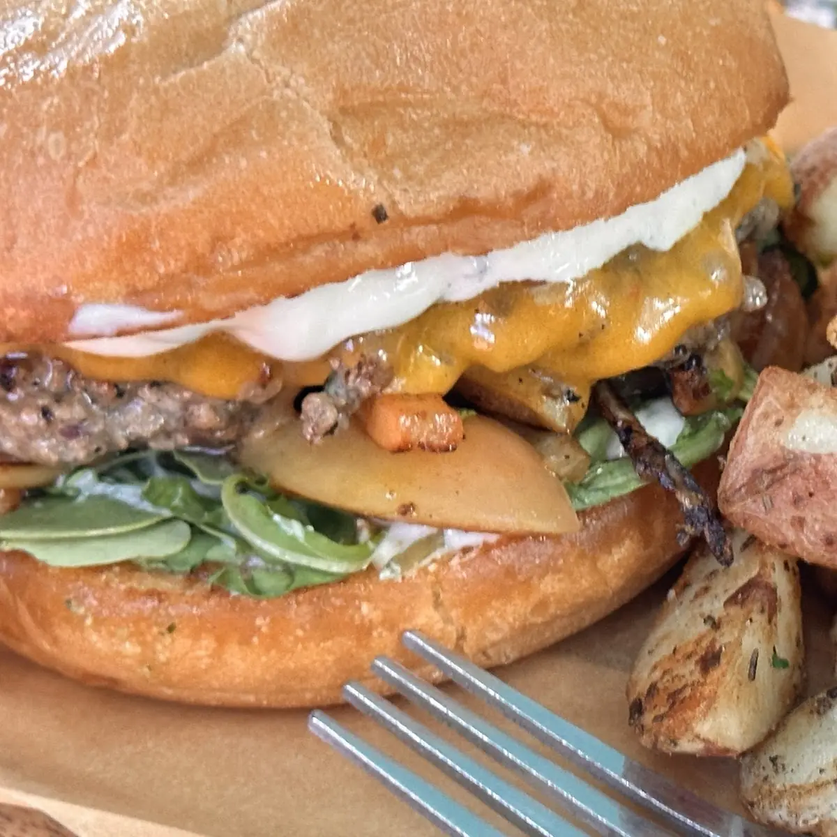 Home Fries and Lamb Burger