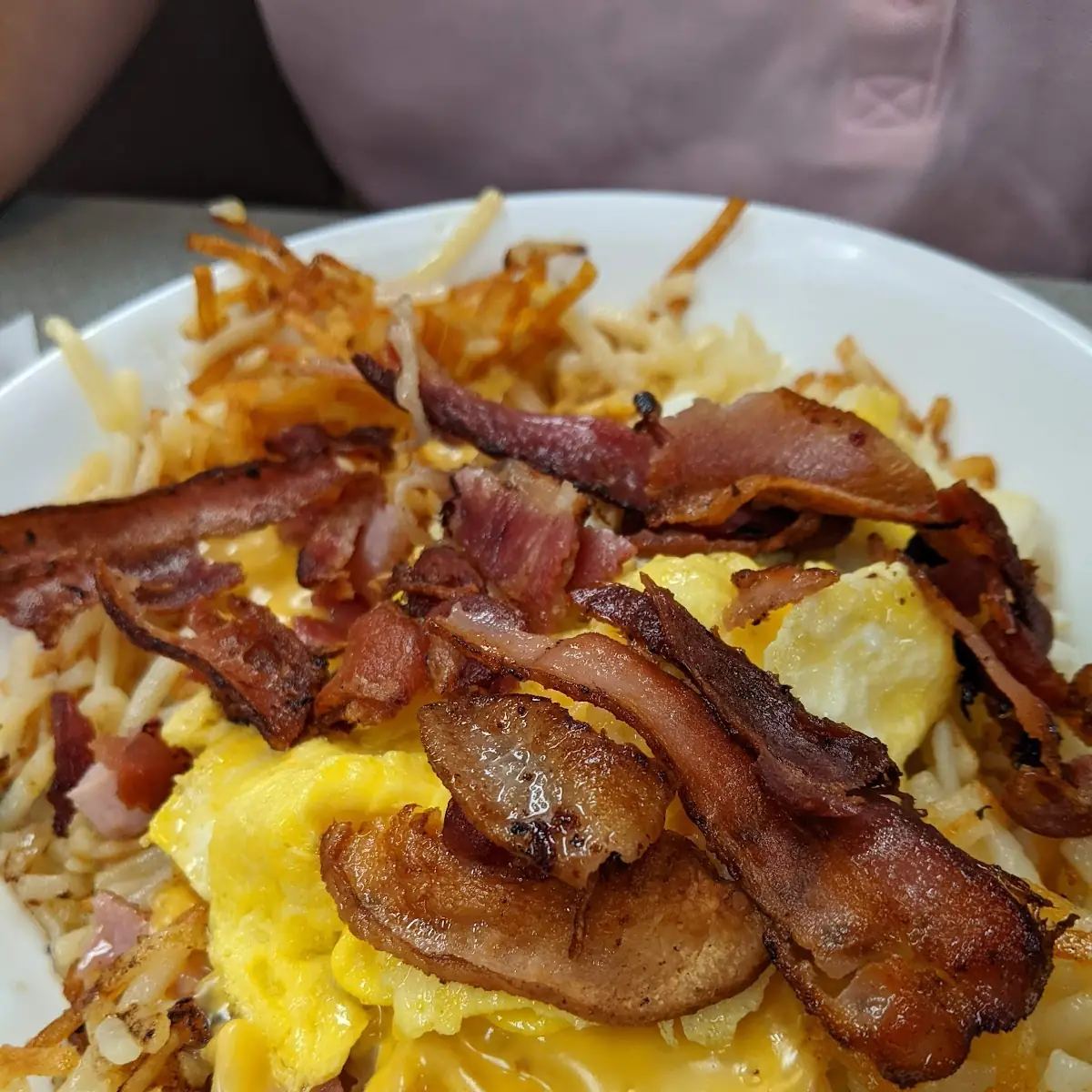 Bacon Egg and Cheese Hash Brown Bowl