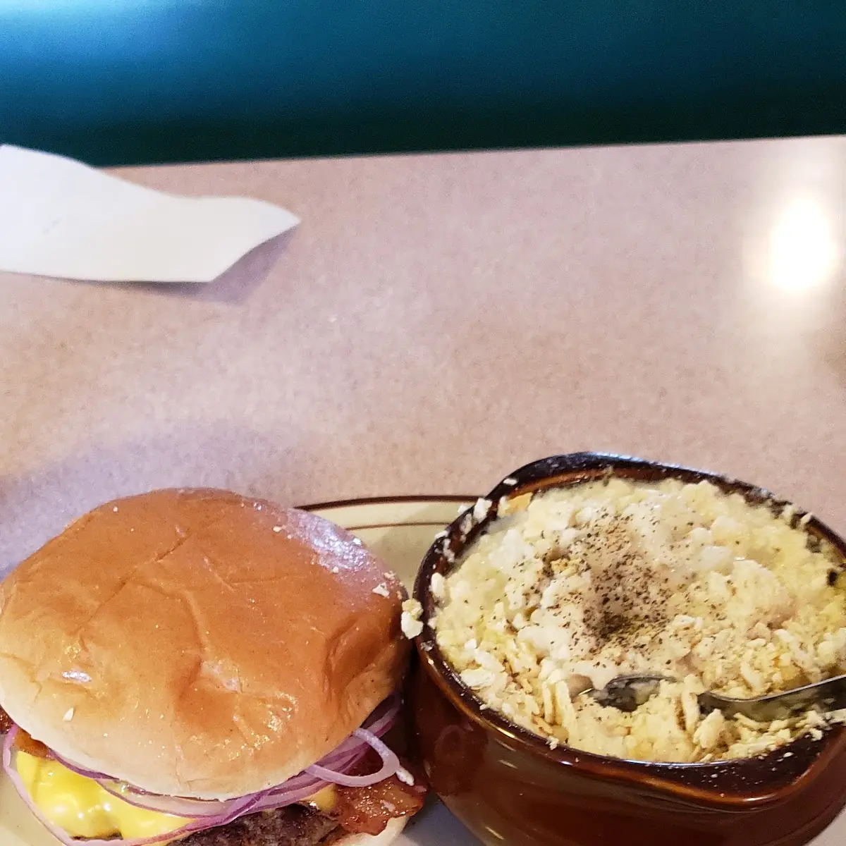 Potato and Bacon Cheeseburger