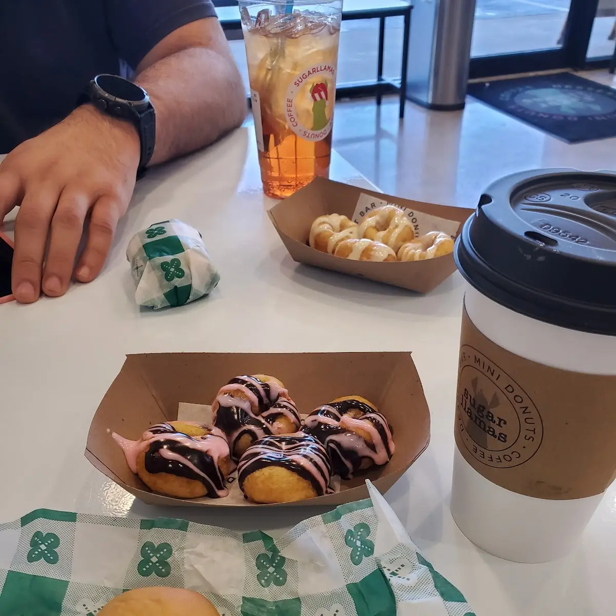 Cherry Chocolate Donut and Chai Latte