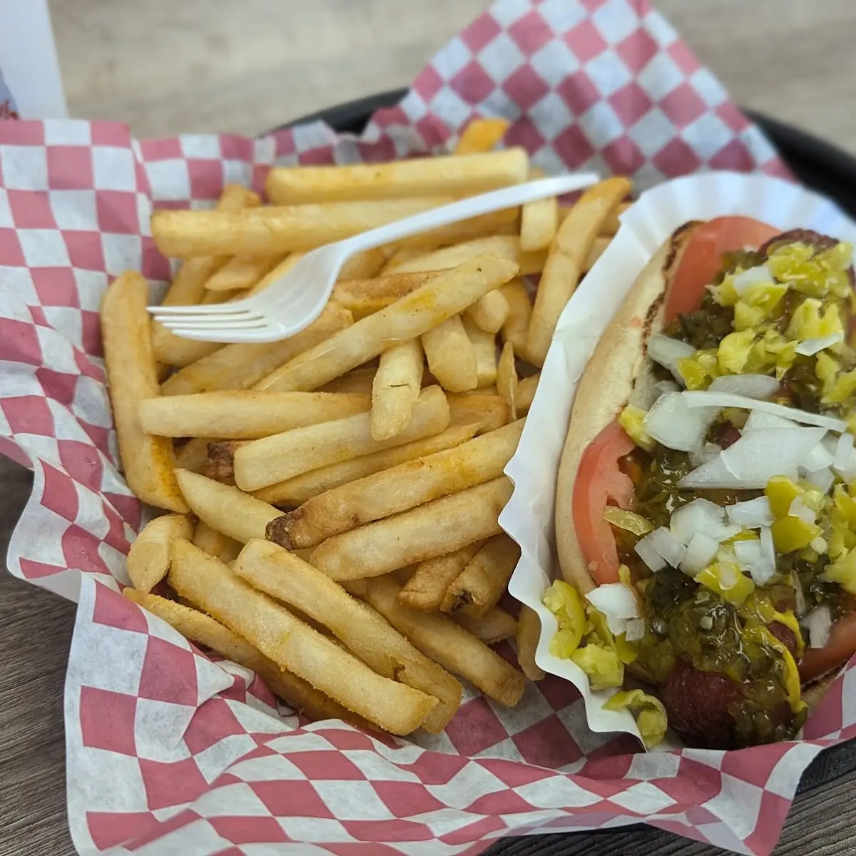 Chicago Dog and Fries