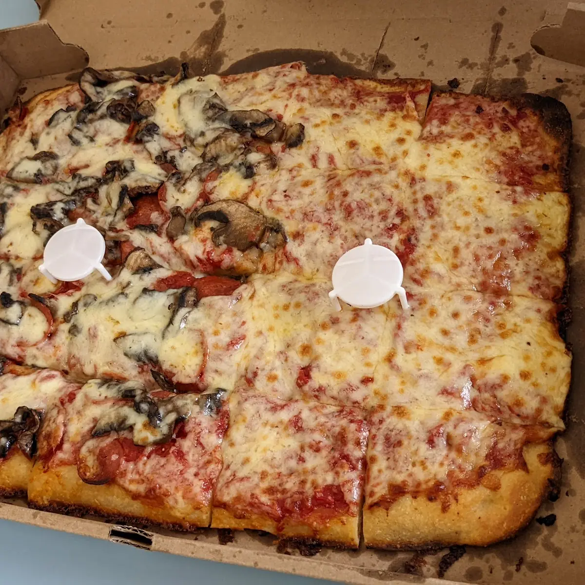Half Cheese Half Pepperoni Mushroom Pizza