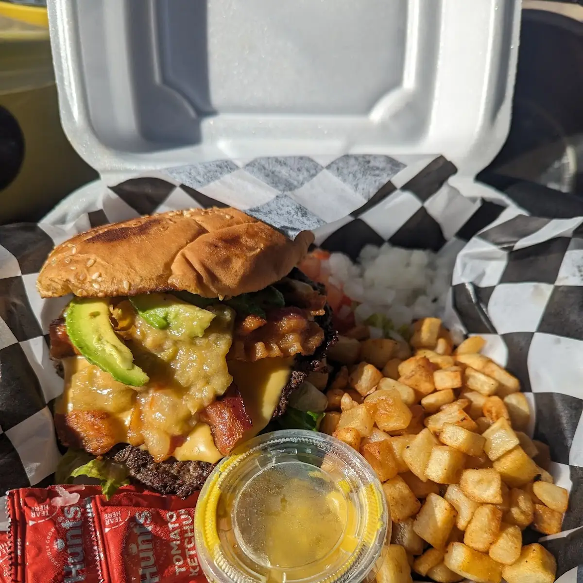 Burger with Bacon and Green Chile
