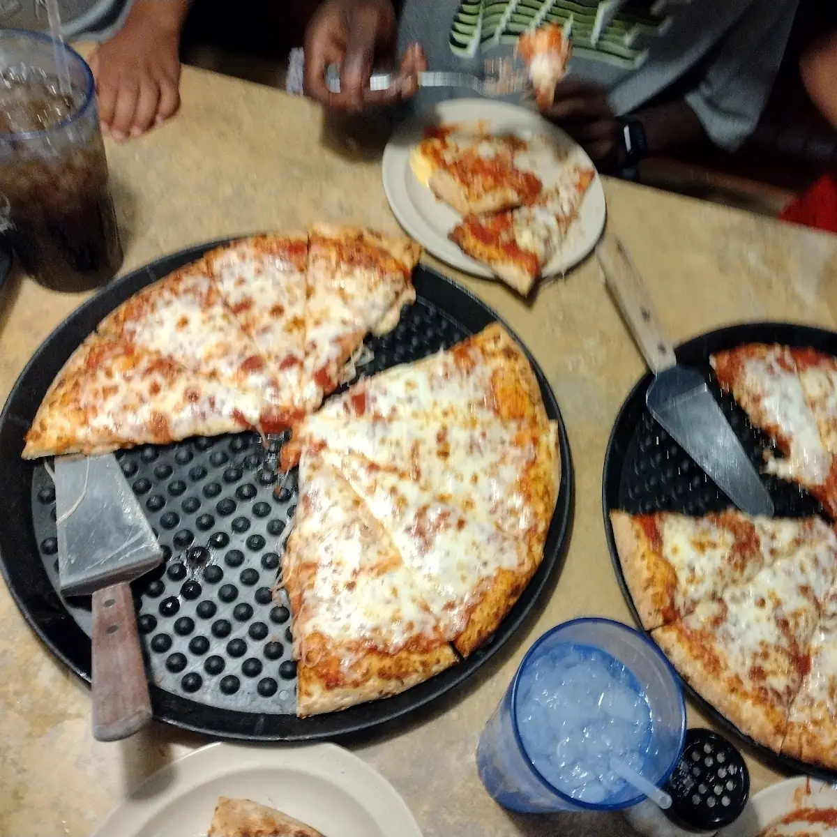 Cheese Pizza on Left and Pepperoni on Right
