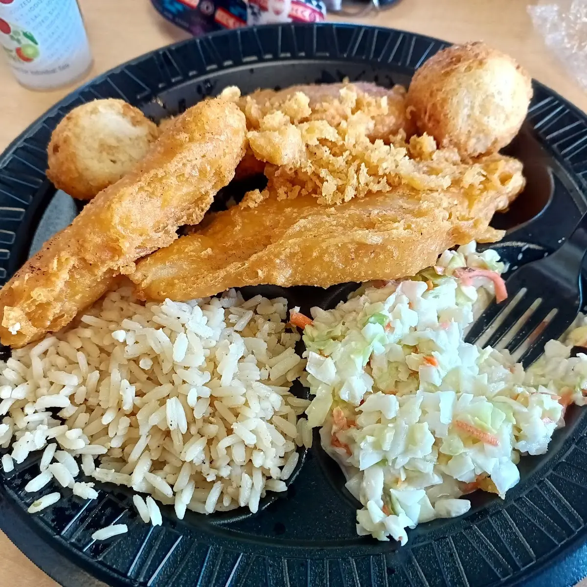 Fish with Brown Rice and Coleslaw