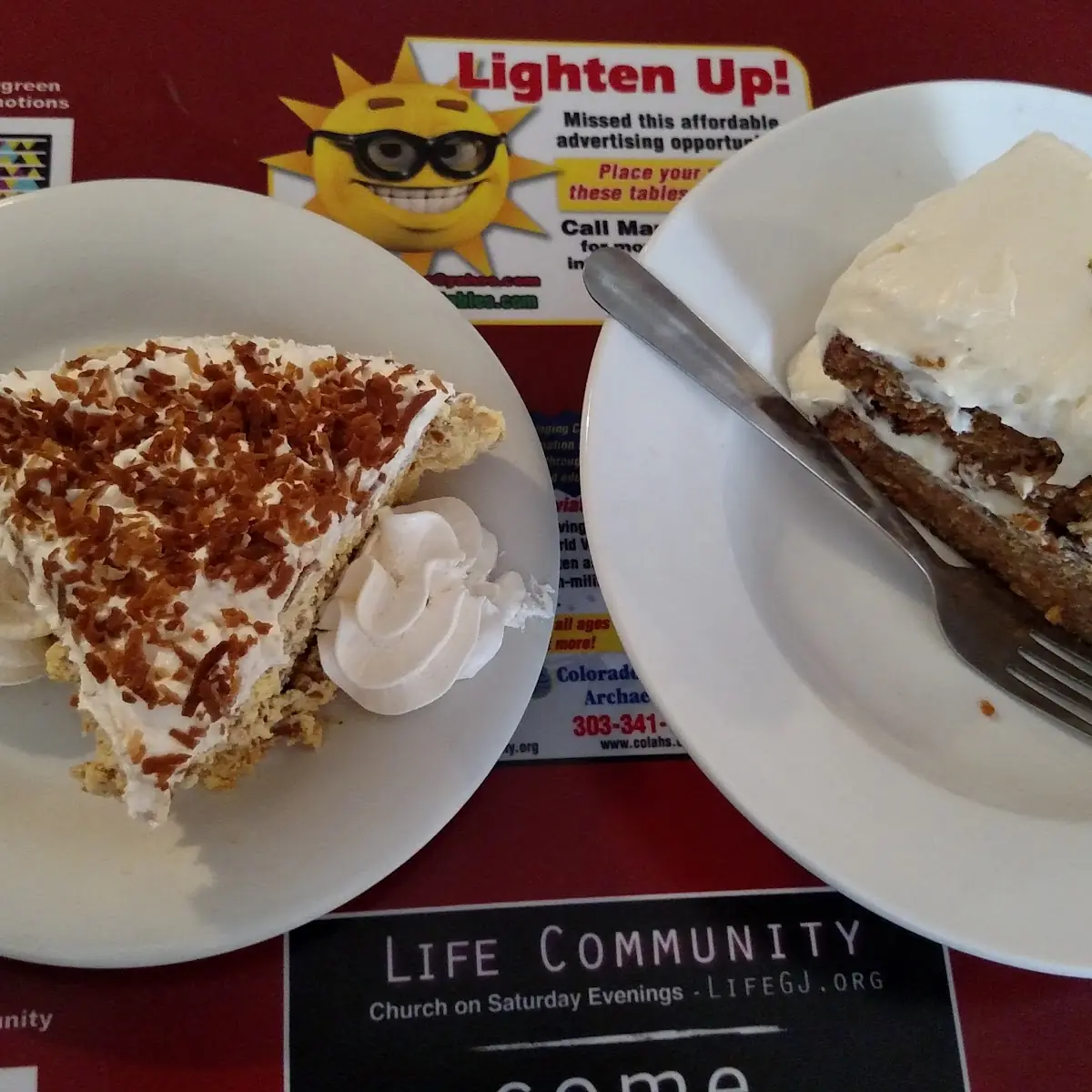 Coconut Cream Pie and Carrot Cake