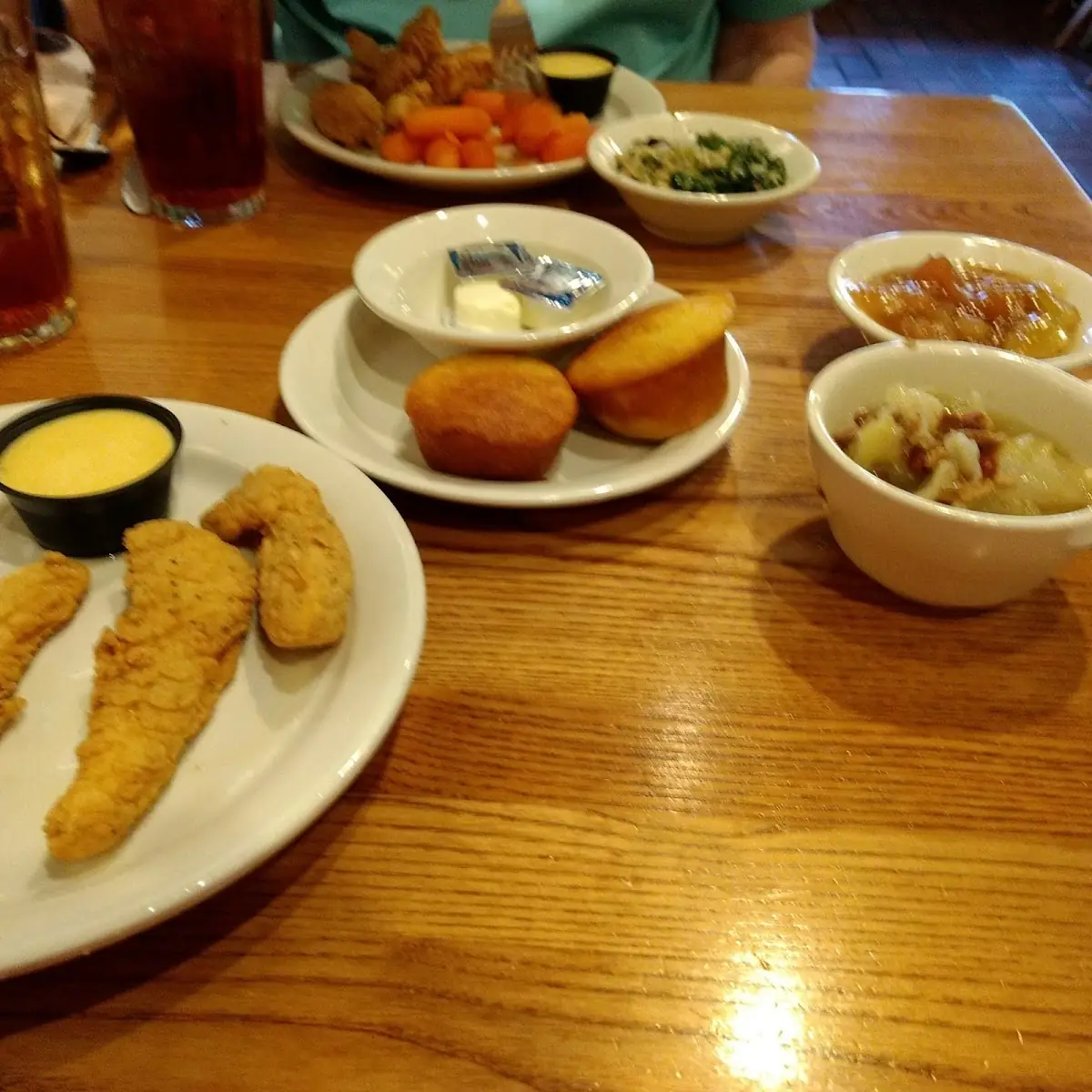 Chicken Strips with Cornbread Muffins and Boiled Cabbage