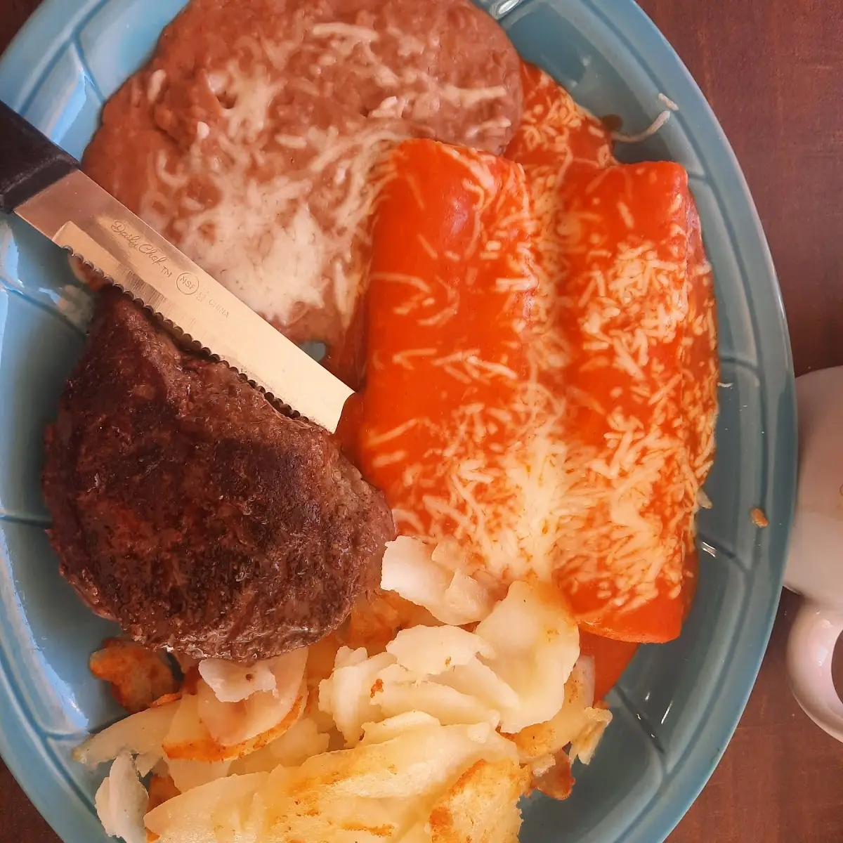 Steak and Enchilada Plate