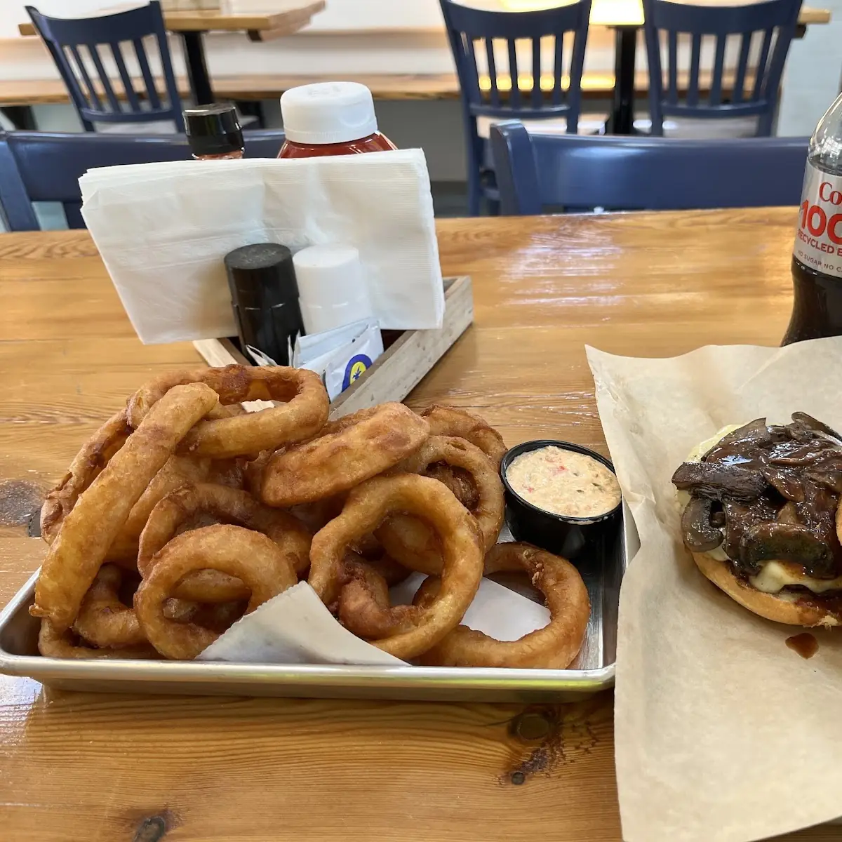 Bam Bam Burger with Onion Rings