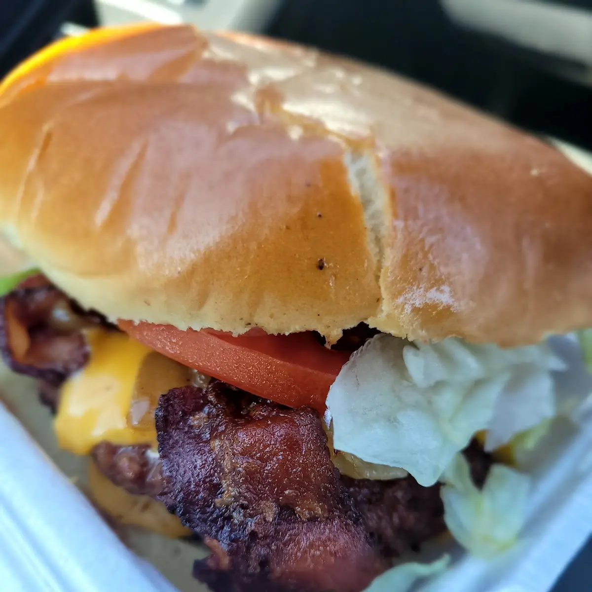 Double Bacon Cheeseburger with Grilled Onions