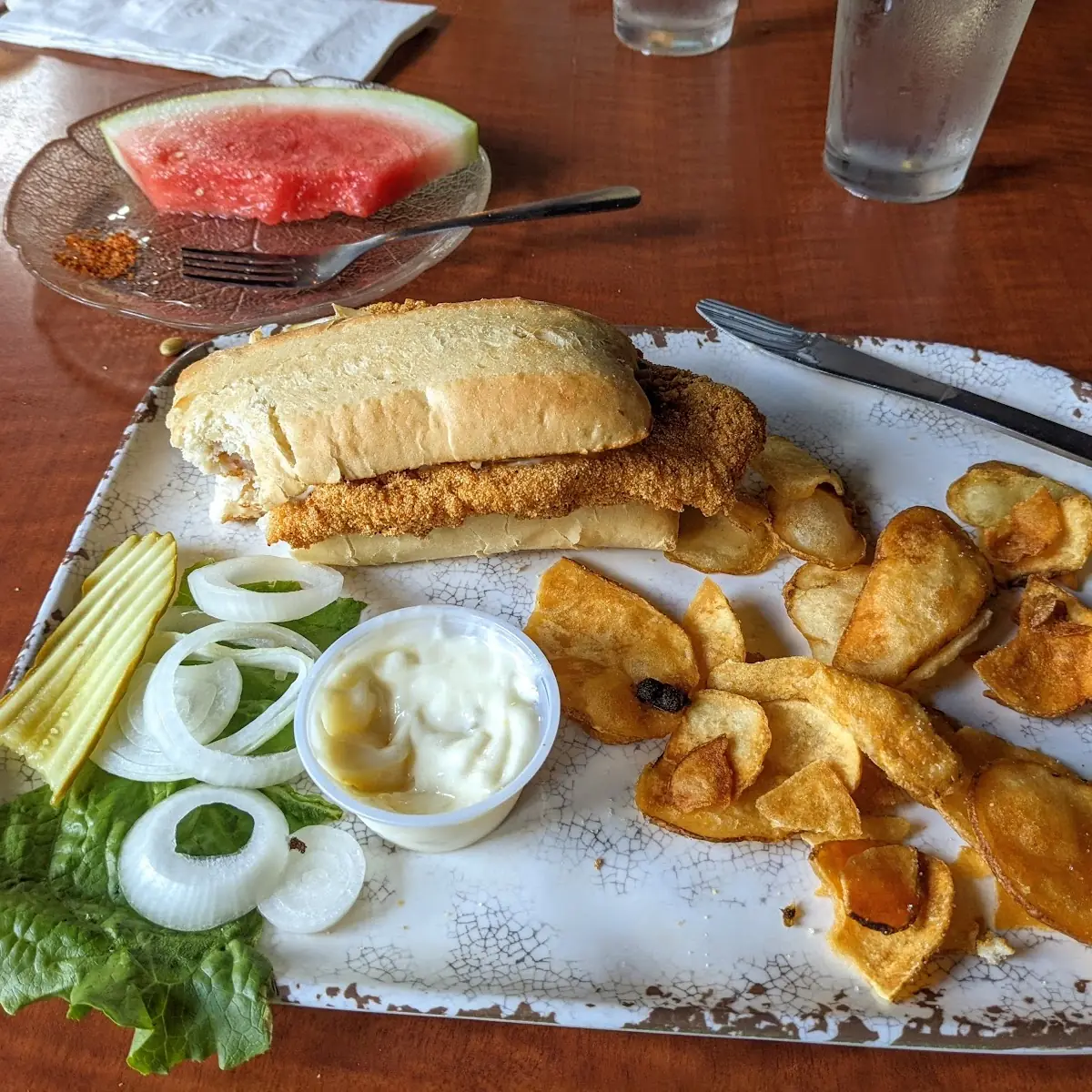 Fish Sandwich and Homemade Chips