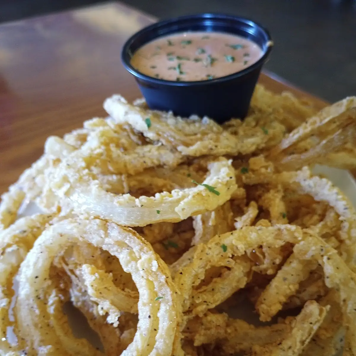 Onion Rings with Fried Soft Shell Crabs