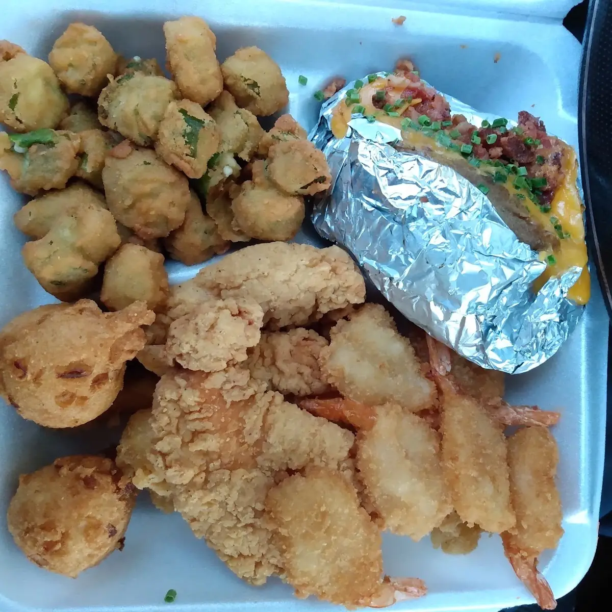 Fried Shrimp Chicken Okra