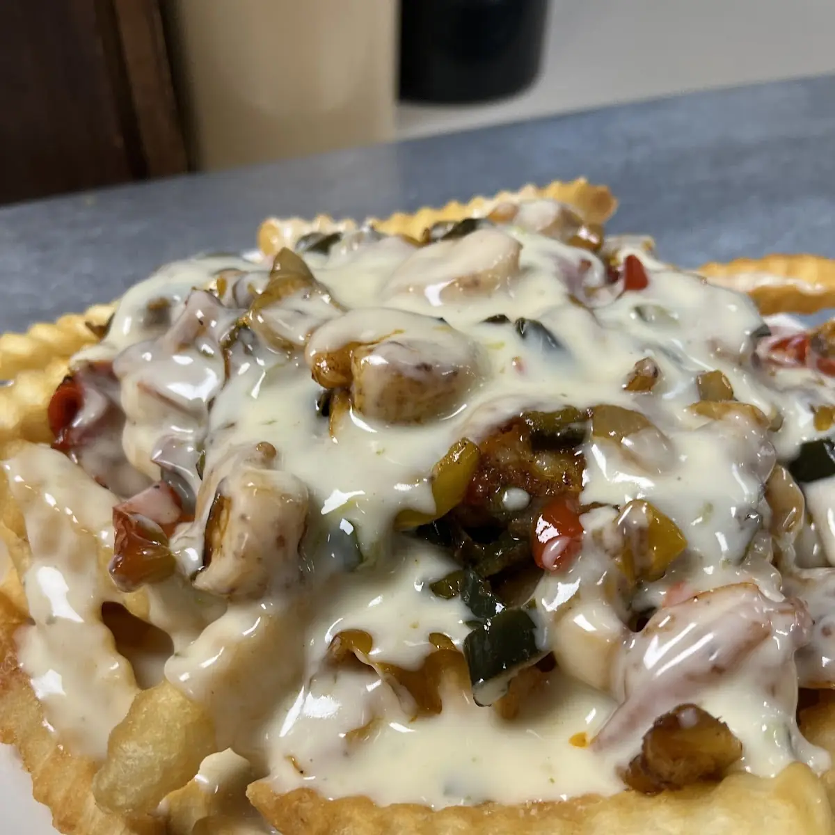 Not Cho Fries with Queso