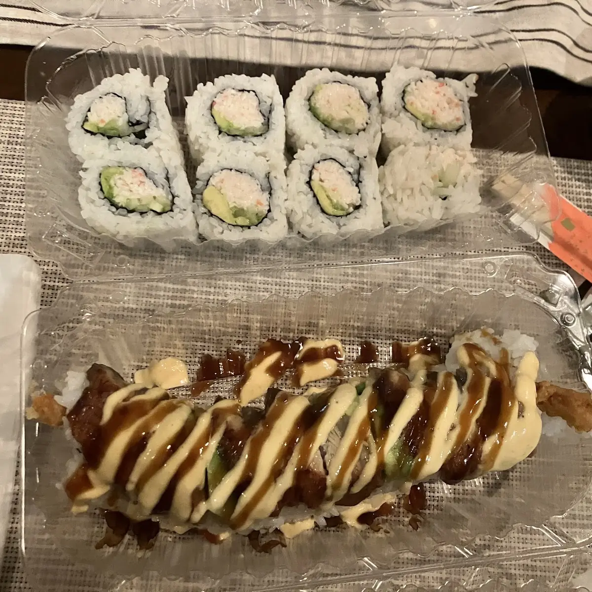 Dragon Roll and California Roll