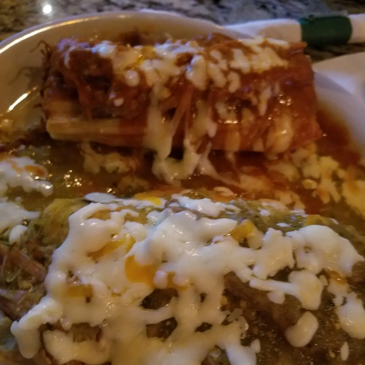 Tamale in the Back Chile Relleno in Front