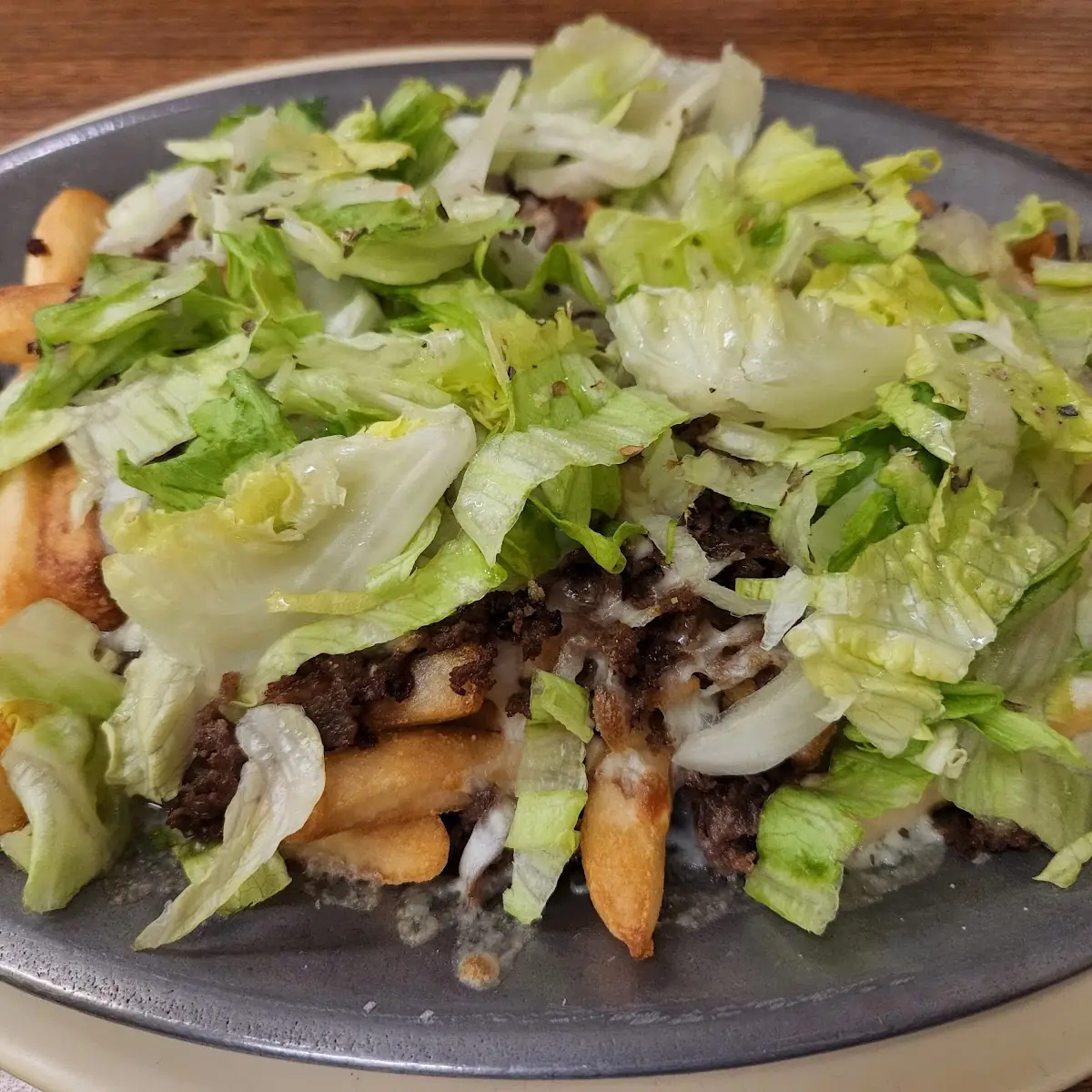 Cheese Steak Fries with Lettuce