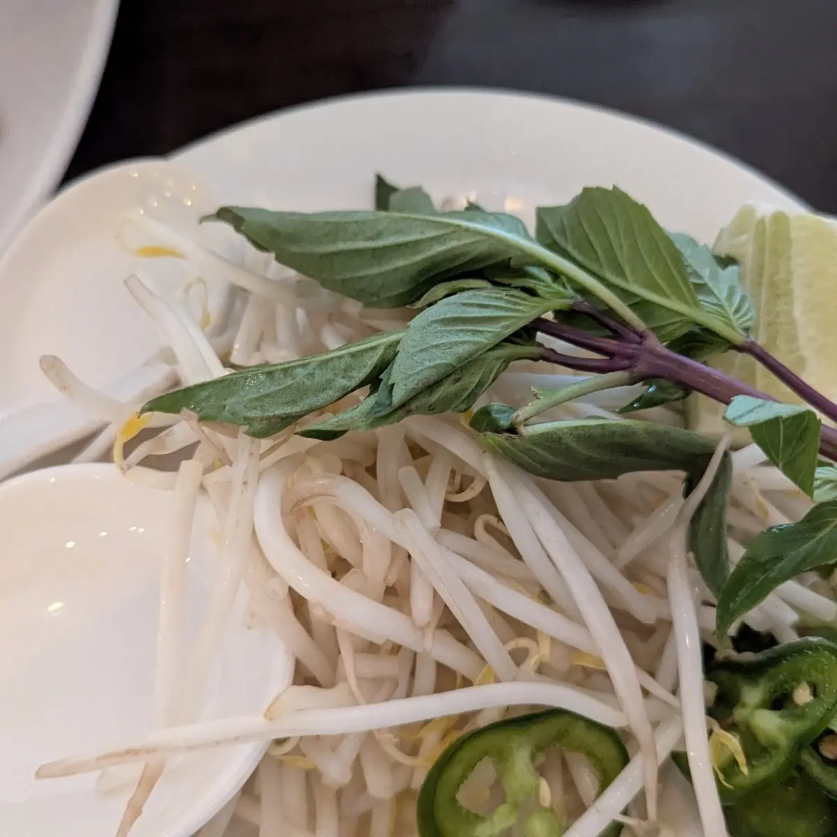 Fresh Basil Bean Sprouts Jalapenos