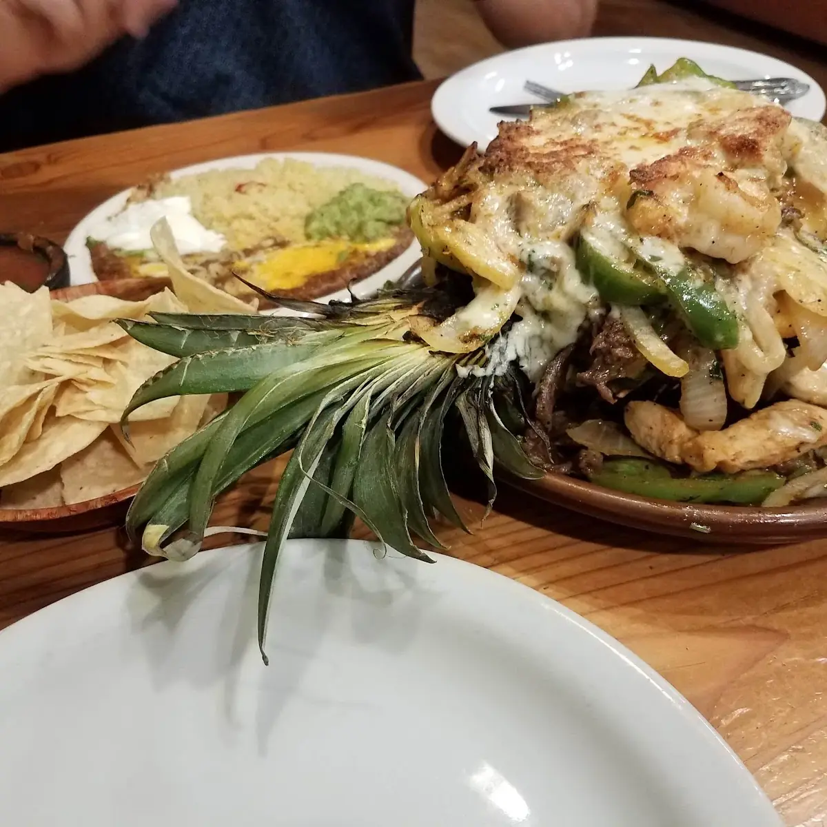 Pineapple Chicken Steak and Shrimp Fajitas