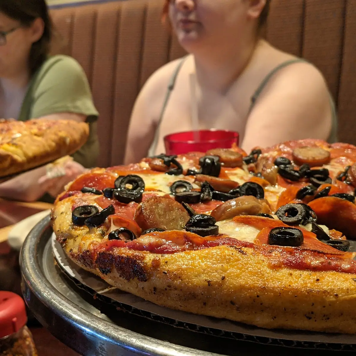 Pepperoni Sausage and Black Olive Pizza