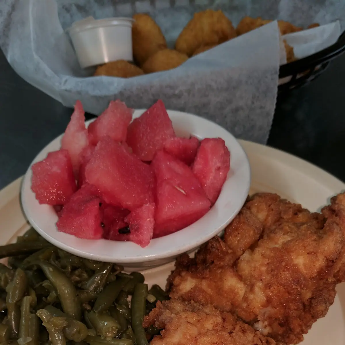 Fried Chicken with Green Beans