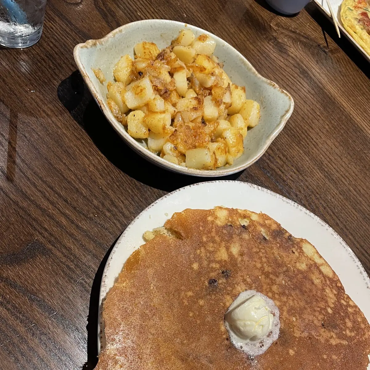 Chocolate Chip Pancake and Potatoes