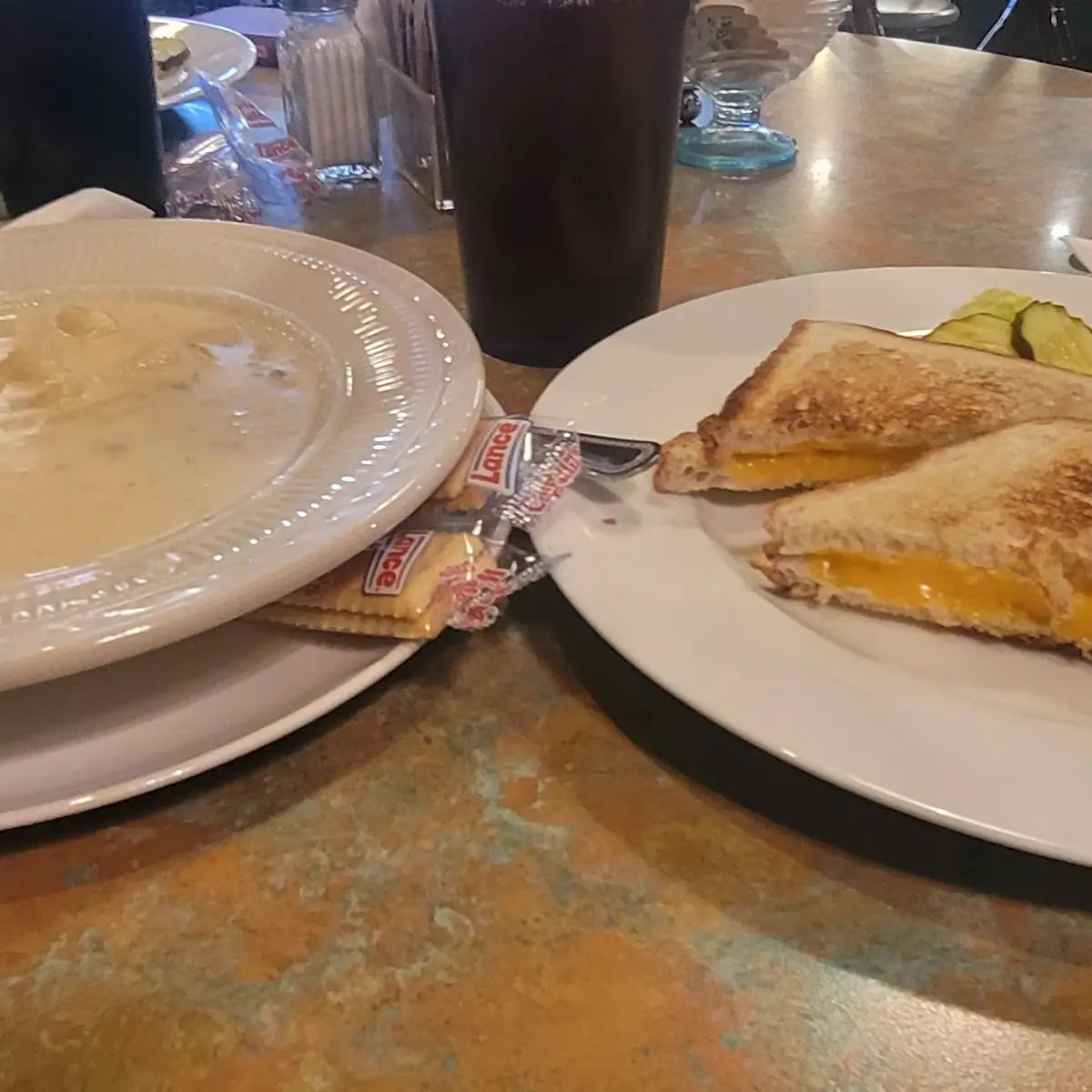 Potato Soup with a Grilled Cheese Sandwich