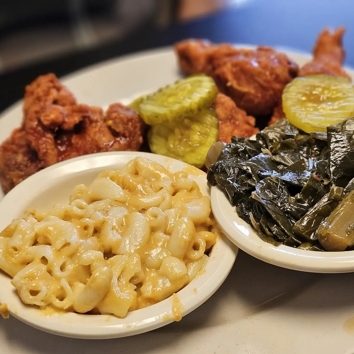 Fried Chicken Wings Collard Greens Mashed Potatoes with Gravy