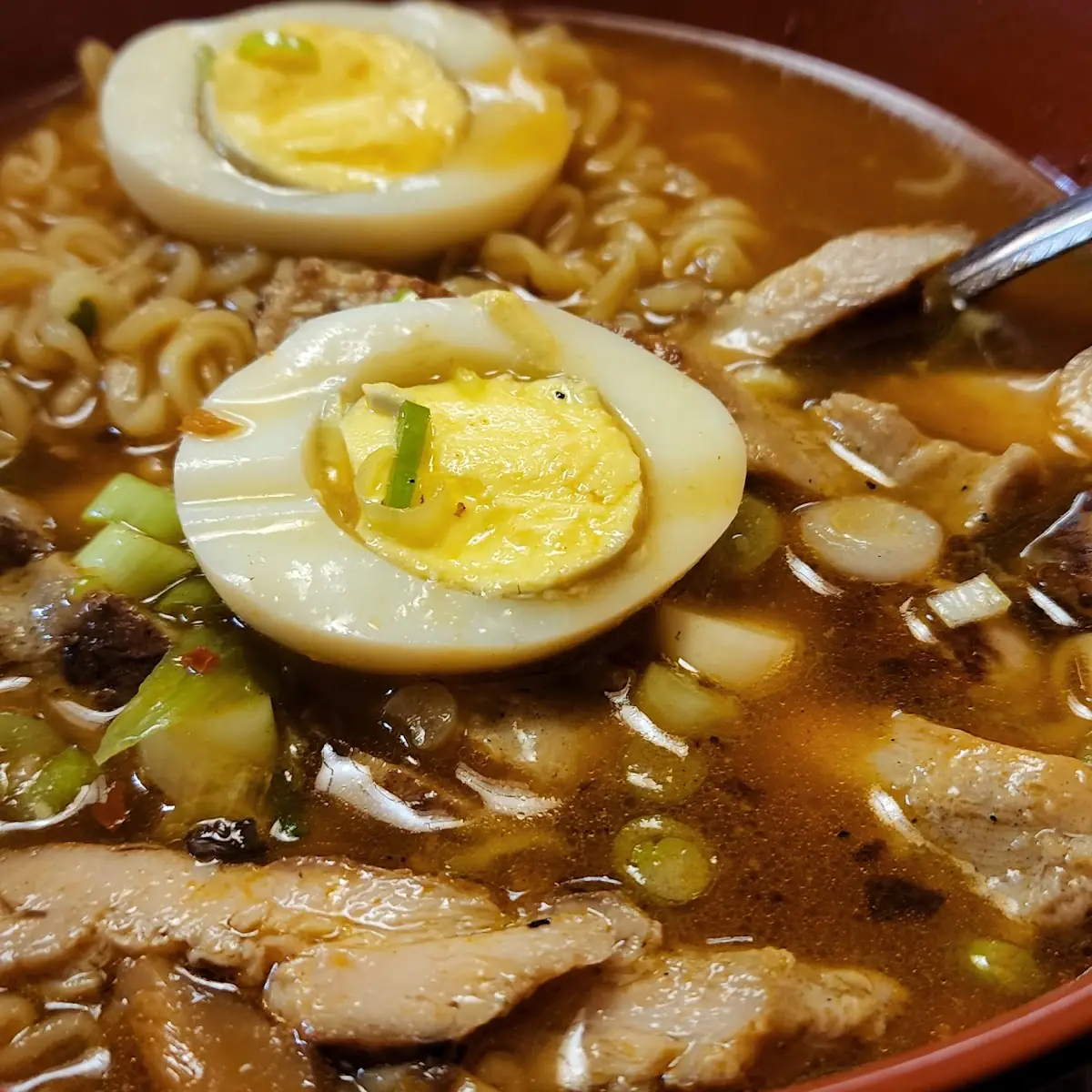 Chicken Ramen with Spicy Tuna Roll