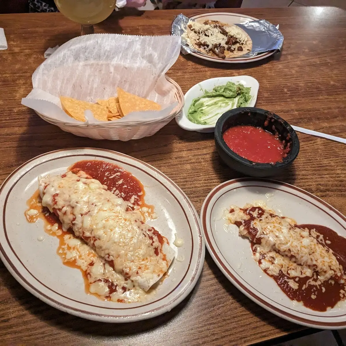 Cheese Enchiladas Steak Taco and Bean Burrito