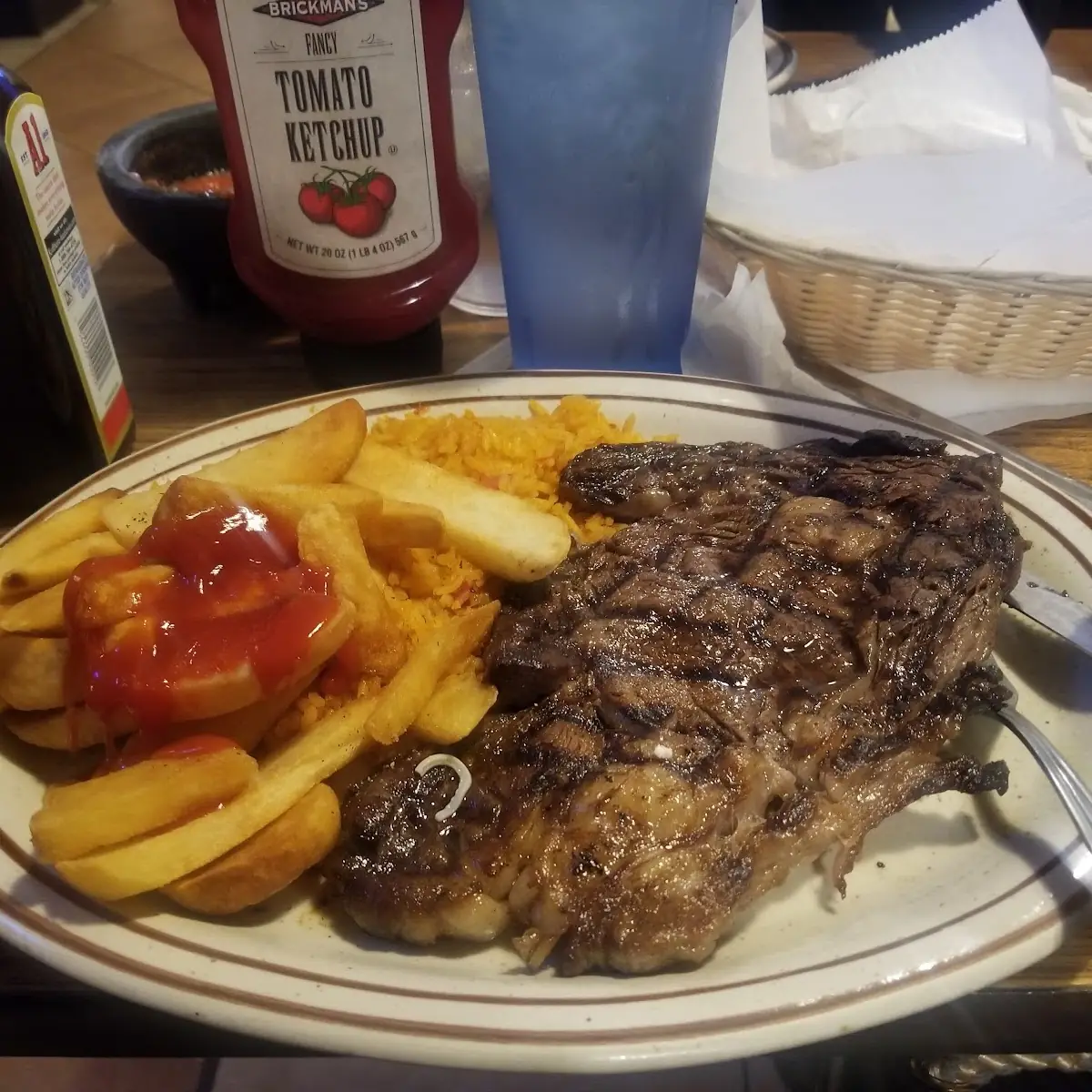Ribeye Steak Fries and Rice