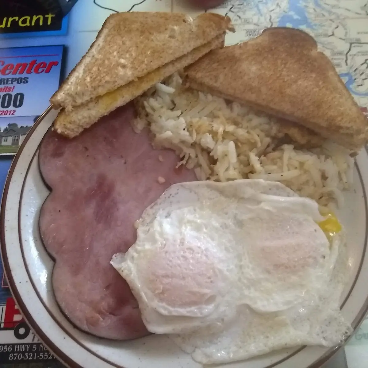 2 Eggs Country Ham and Toast Breakfast Combo