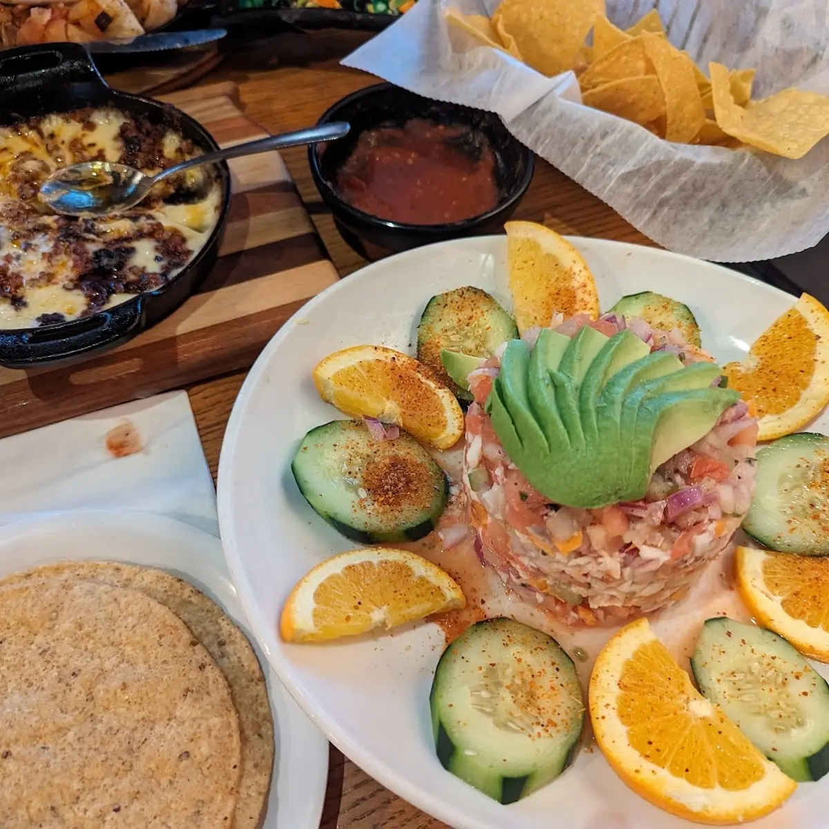 Ceviche and Queso Fundido