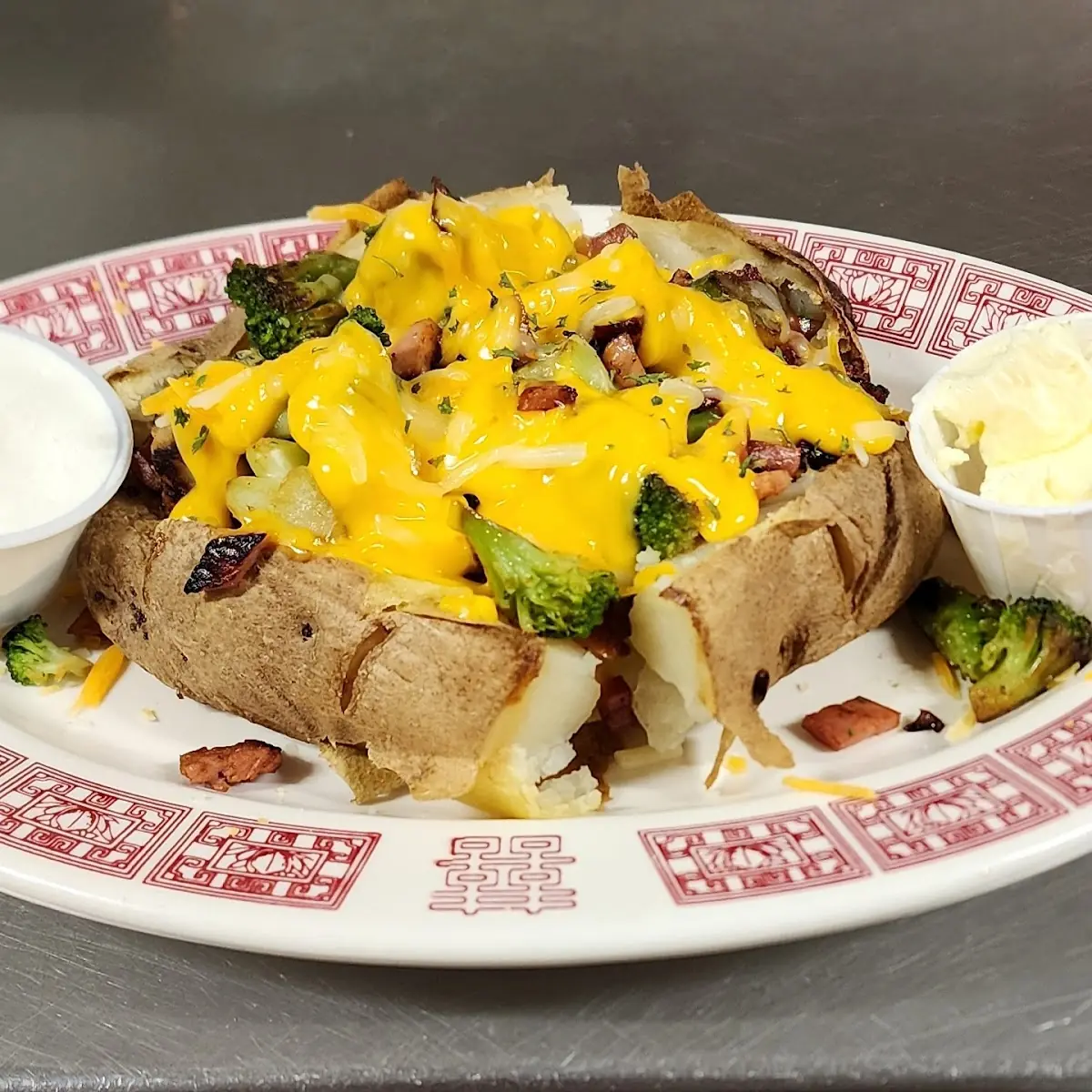 Broccoli Ham &Cheese Baked Potato