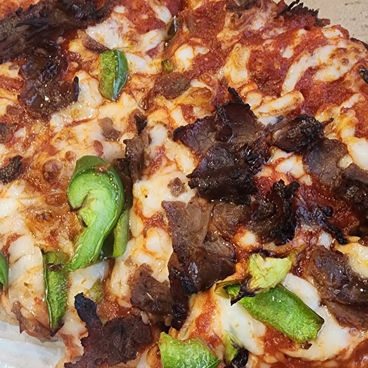 Philly Steak with Green Peppers Pizza