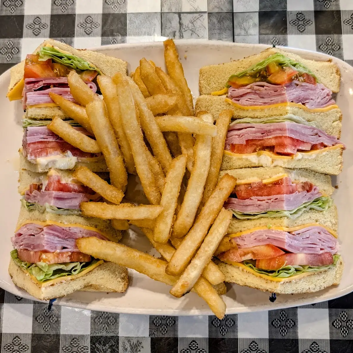 Ham and Cheese Club Sandwich