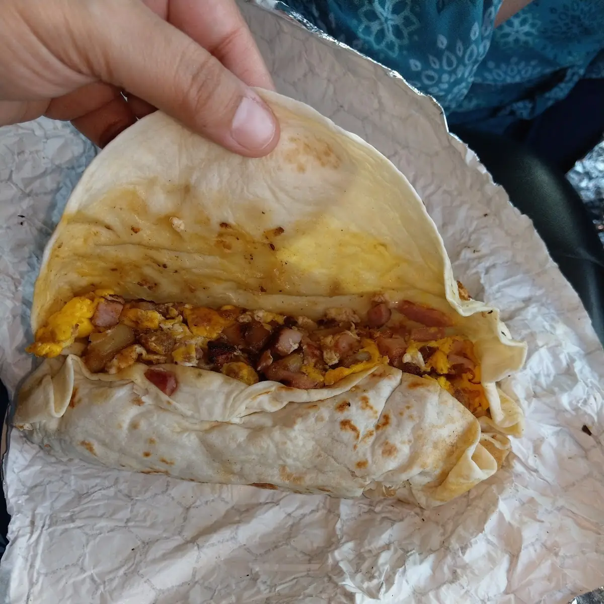 Ham Potato Egg and Cheese Burrito