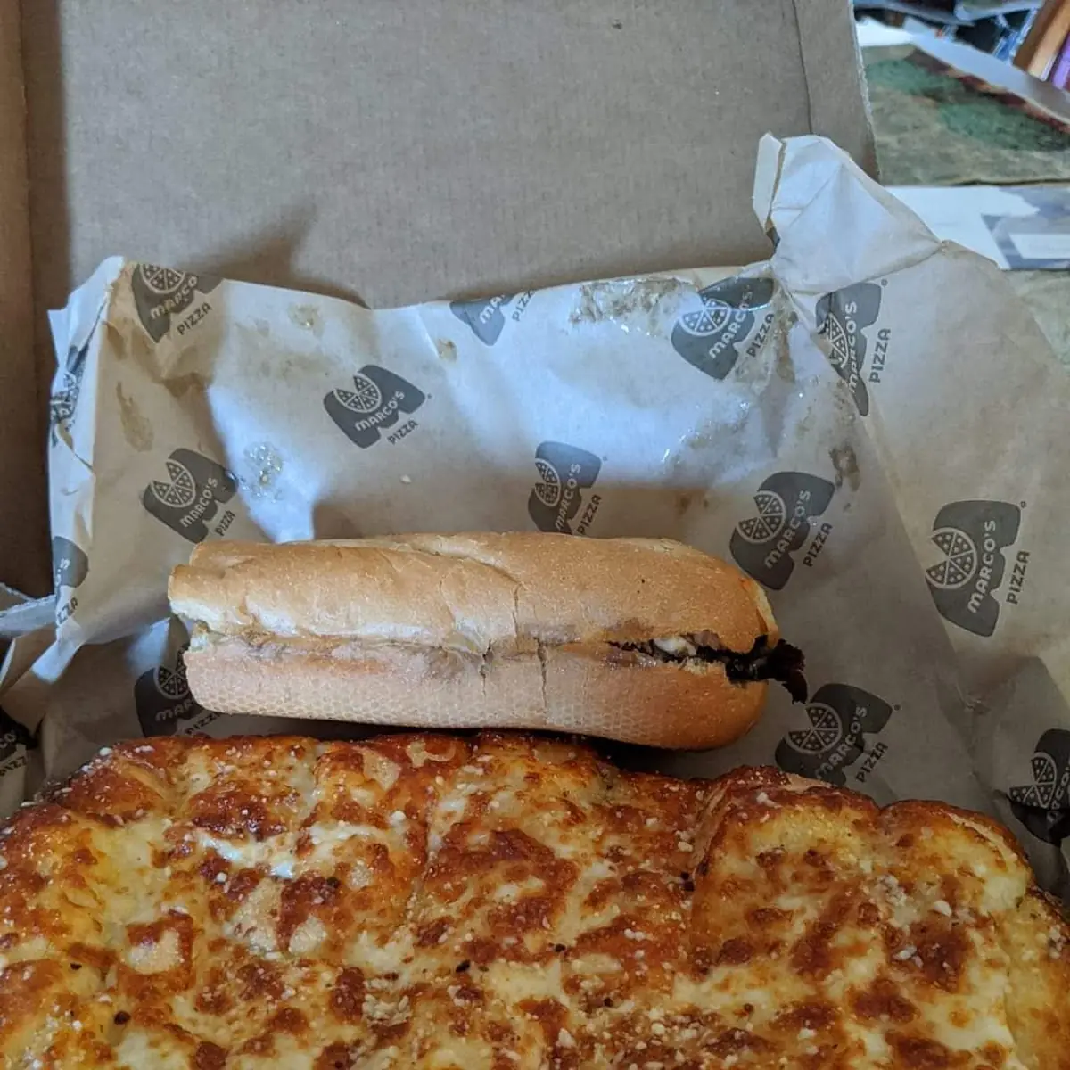Cheese Bread and Philly Cheesesteak Sub