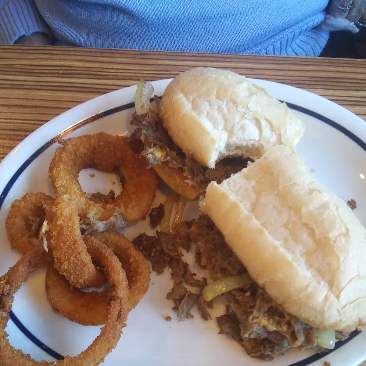 Cheese Steak Sandwich with Onion Rings